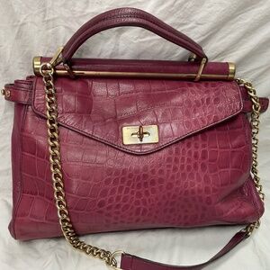 BCBGMaxAzria Crocodile Print Leather Satchel
